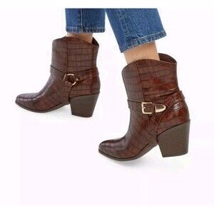 Justfab Elora Women's Western Pointed Toe Chunky Heels Ankle Booties Size 7